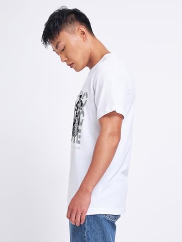 Bewakoof Men's Graphic Print Regular Fit Half Sleeve Round Neck Cotton T-Shirt White - Image 9