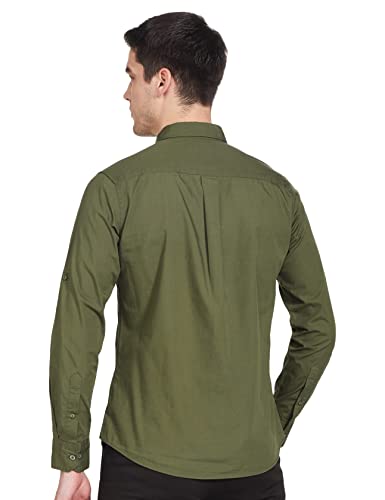 Symbol Men's Cotton Shirt | Casual | Plain | Full Sleeve | Summer - Regular Fit (Available in Plus Size) (Olive_2XL) - Image 8
