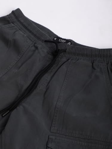 IVOC Men's Cargo Jogger Pants, Drawstring Waist, Multiple Pockets, Grey (in, Numeric, 34, Dark Grey) - Image 3