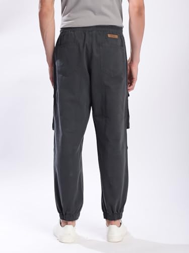 IVOC Men's Cargo Jogger Pants, Drawstring Waist, Multiple Pockets, Grey (in, Numeric, 34, Dark Grey) - Image 4