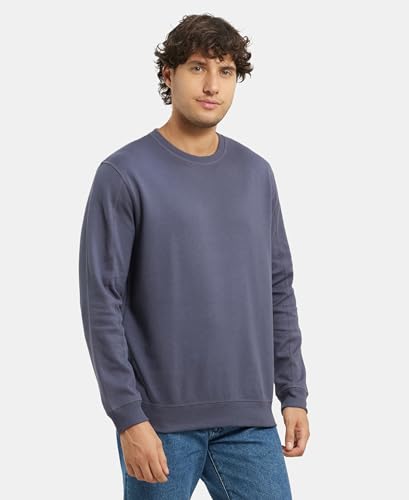 Jockey AM48 Men's Super Combed Cotton Rich Pique Sweatshirt with Ribbed Cuffs_Odyssey Grey_L - Image 6