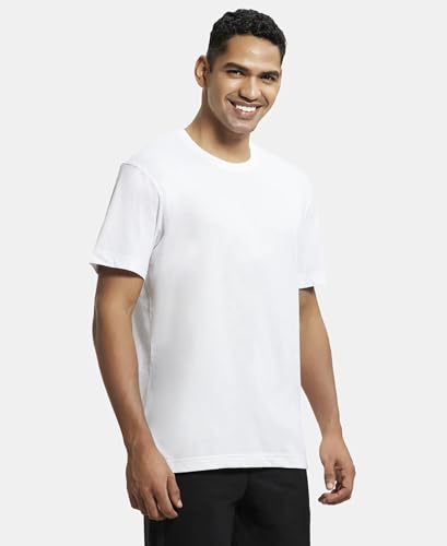Jockey Men's Regular Fit Round Neck Half Sleeved T-Shirt 2714_White_M - Image 6