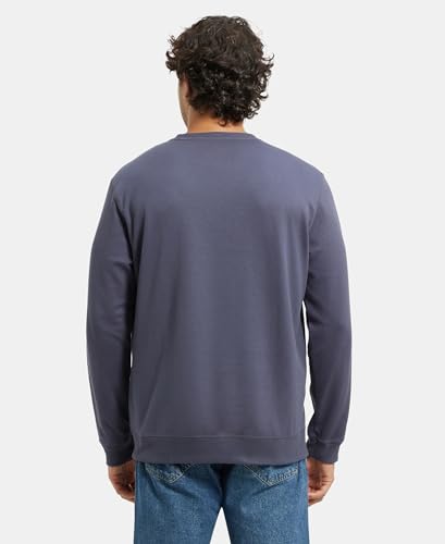 Jockey AM48 Men's Super Combed Cotton Rich Pique Sweatshirt with Ribbed Cuffs_Odyssey Grey_L - Image 5