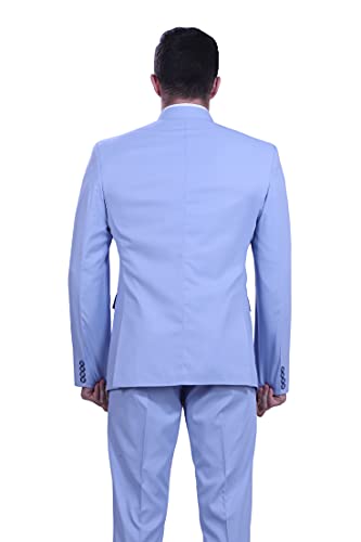 Icarus Box 5 Button Bandhgala/Jodhpuri Coat Suit Casual, Formal for Men's. Sky Blue - Image 3