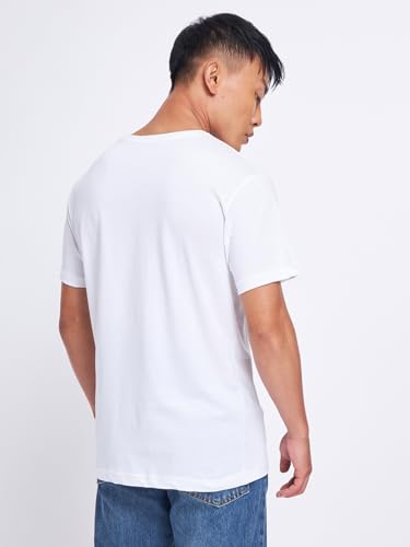 Bewakoof Men's Graphic Print Regular Fit Half Sleeve Round Neck Cotton T-Shirt White - Image 8