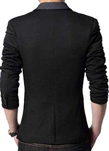 Luxrio Men Slim Single Breasted Stylish Blazer (L-BLZ_BALCK3_42_Black_42) - Image 3