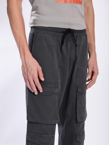 IVOC Men's Cargo Jogger Pants, Drawstring Waist, Multiple Pockets, Grey (in, Numeric, 34, Dark Grey) - Image 5