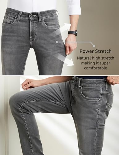 Symbol Premium Men's Slim Fit Stretchable Mid Rise Jeans | Casual Denim | Cotton Stretch | Fashion Shades of Black & Blue (Available in Plus Size) (Mid-Grey_36) - Image 6