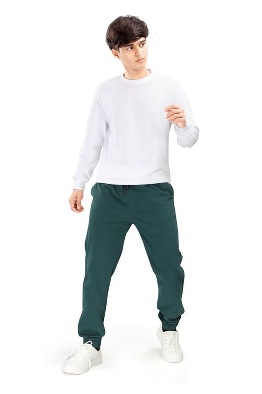 UNOseven Men's Jogger Pant - Pure Cotton - Regular Fit - Teal Green - Size XL (W - 36) - Image 9