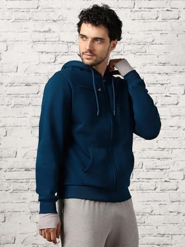 NOBERO Navy Blue Men's Travel Cotton Solid Plain Hoody Sports Winter Gym Workout Running Travel Trekking Hooded Sweatshirts and Hoodies for Men Boys Cotton Winter Casual Wear -XL - Image 7