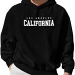 Jump Cuts Mens California Printed Hooded Neck Full Sleeve Black Cotton Fleece Sweatshirt