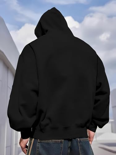 Jump Cuts Mens California Printed Hooded Neck Full Sleeve Black Cotton Fleece Sweatshirt - Image 3