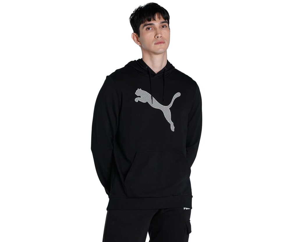 Puma Men's Cotton Regular Hooded Neck Sweatshirt (67029201_Black_X-Large)