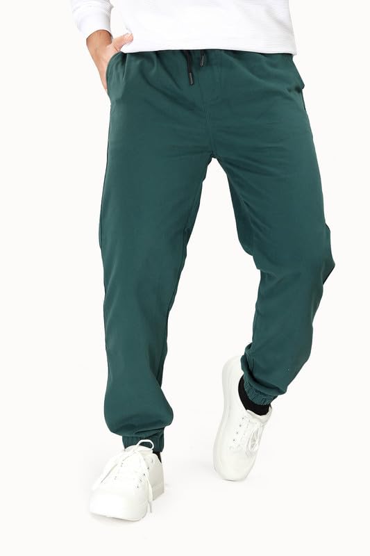 UNOseven Men's Jogger Pant - Pure Cotton - Regular Fit - Teal Green - Size XL (W - 36) - Image 6