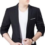 Luxrio Men Slim Single Breasted Stylish Blazer (L-BLZ_BALCK3_42_Black_42)