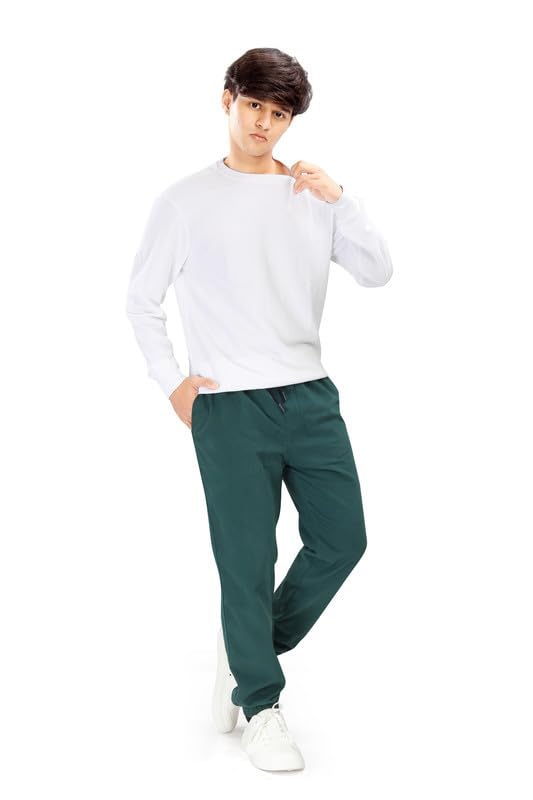 UNOseven Men's Jogger Pant - Pure Cotton - Regular Fit - Teal Green - Size XL (W - 36) - Image 4