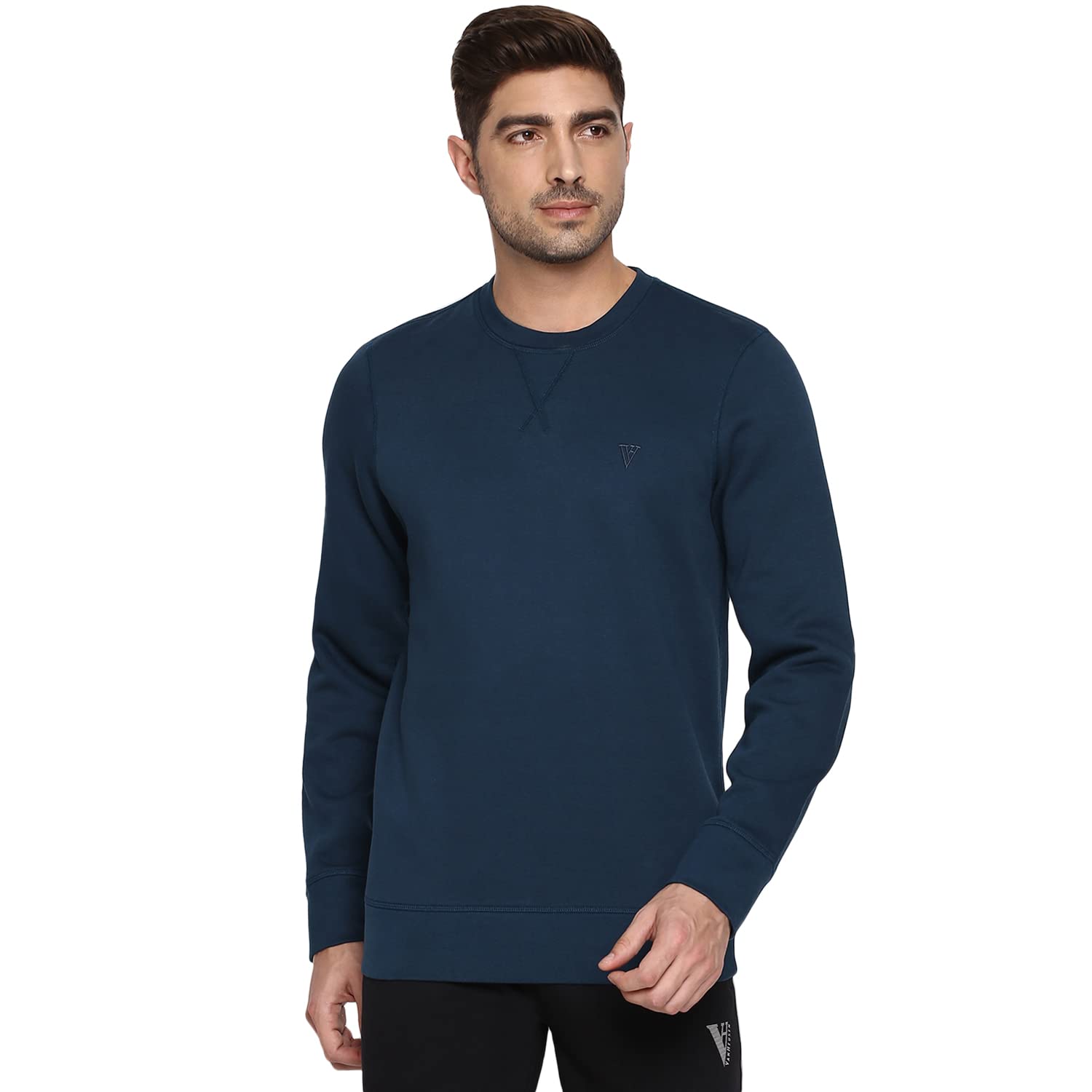 Van Heusen Men's Athleisure Ultra Soft Cotton Blend Regular Fit Sweatshirt - Crew Neck, Long Sleeve_60076_Teal_X_Large