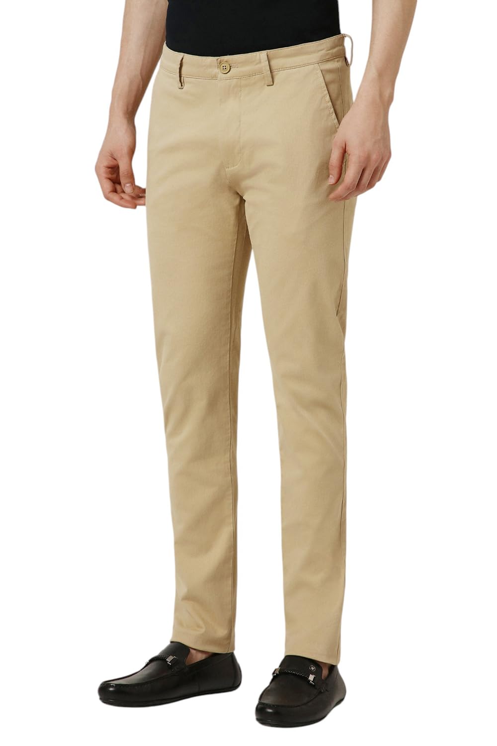 Peter England Men's Mid Rise Slim Casual Pants (PCTFSSSBC04837_Beige, 36 - Image 5