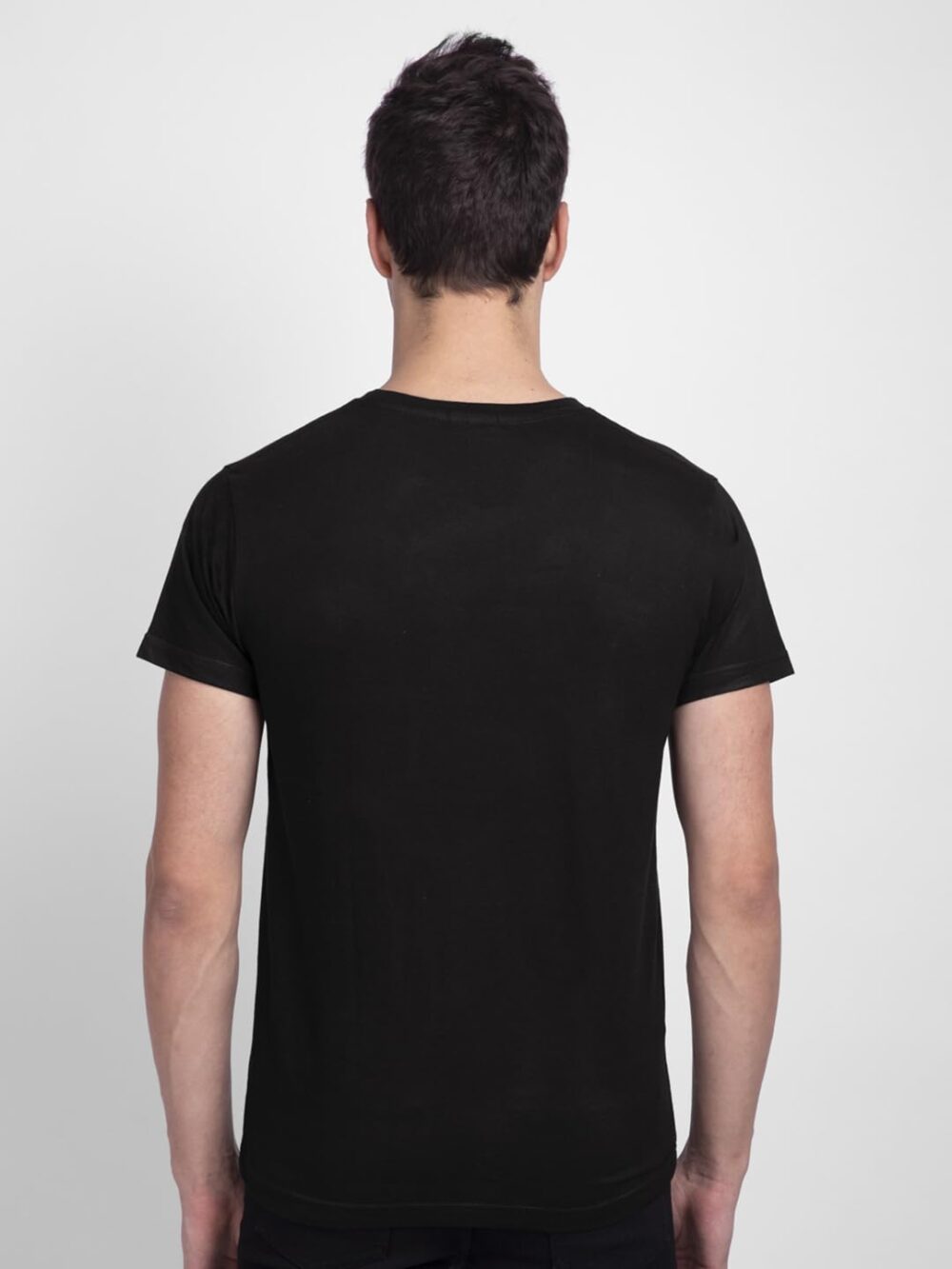 Bewakoof Men's Graphic Print Regular Fit Half Sleeve Round Neck Cotton T-Shirt Black - Image 5