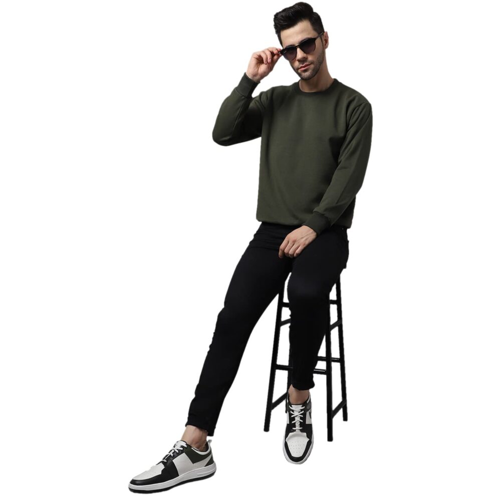 Mack JONNEY Fleece Men Regular Fit Round Neck Sweatshirt(Olive_Xx-Large_Pack of 1) - Image 4