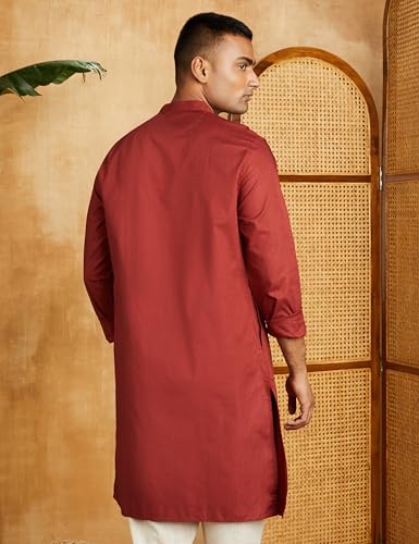Symbol Men's Cotton Solid Long Kurta (Regular Fit) Sun Dried Tomato XL - Image 10