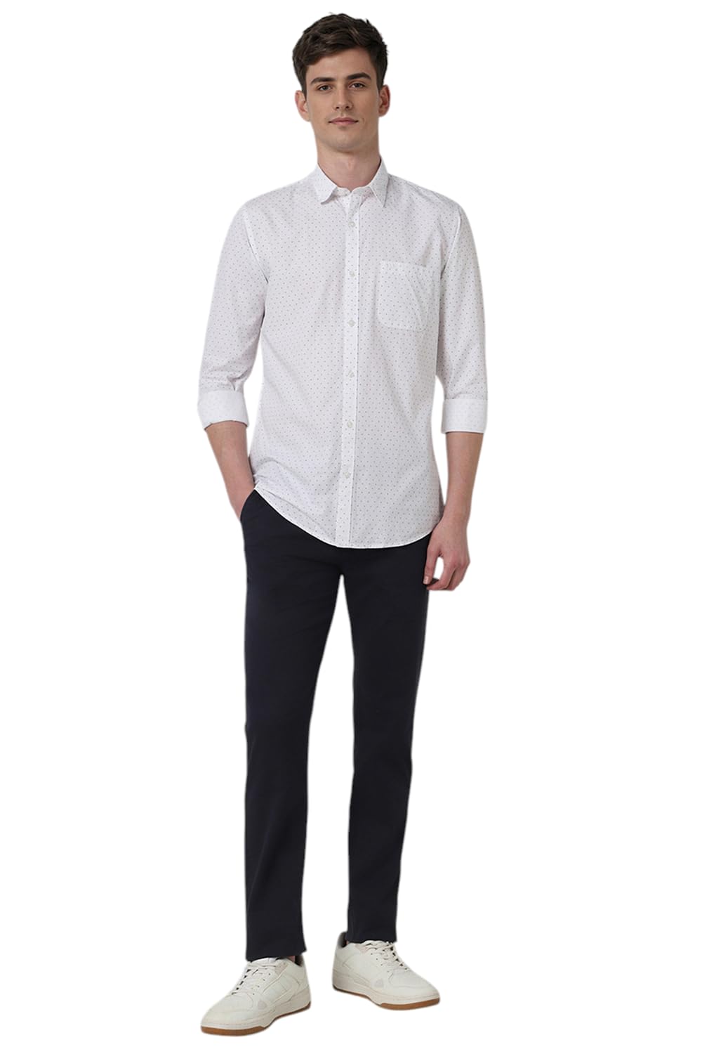 Peter England Men's Everyday Ditsy Print Slim Fit Full Sleeve Casual Shirt|100% Cotton,40,White,1 - Image 2