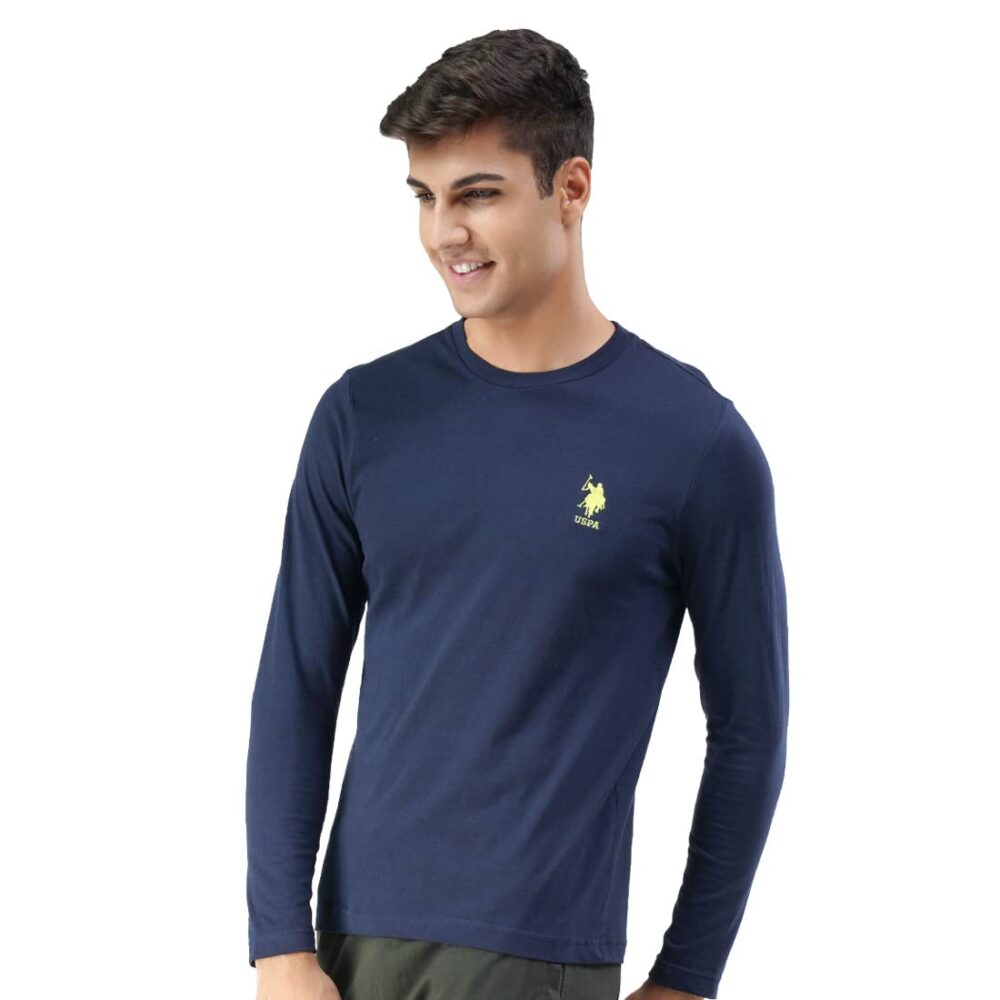 U.S. POLO ASSN. Men Pure Cotton Long Sleeve Solid I693 Crew Neck, Regular, Sweat Shirt T-Shirt - Pack of 1 (Navy XL) - Image 3