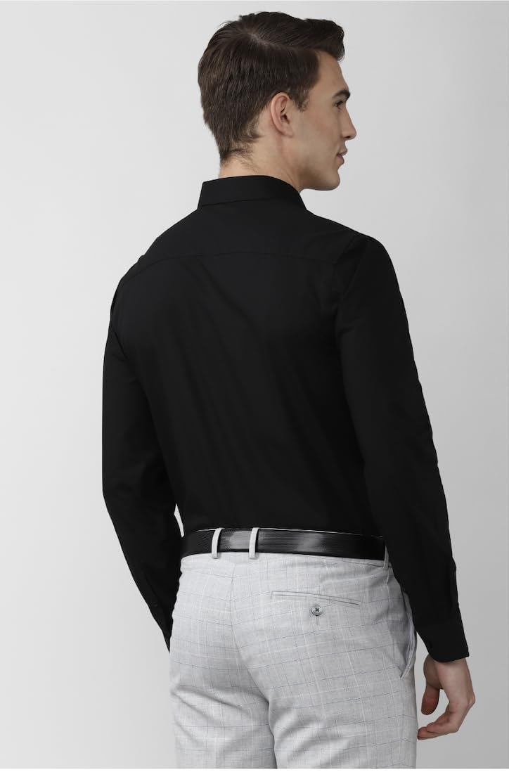 Peter England Cotton Jeans Men's Solid Slim FiT-Shirt (Pesfmslb003086_Black 42) - Image 6