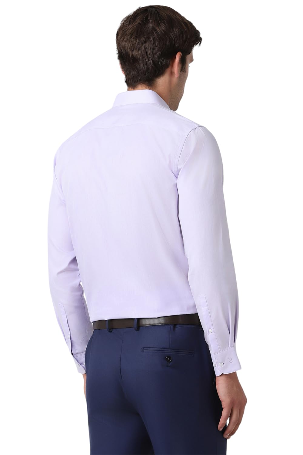 Peter England Men's Premium Solid Herringbone Regular Fit Full Sleeve Formal Shirt | Wonder Fabric | Cotton Rich Lilac - Image 4