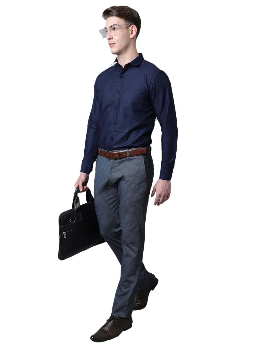 Majestic Man Slim Fit Cotton Blend Formal Shirts for Men (X-Large, Navy Blue) - Image 5