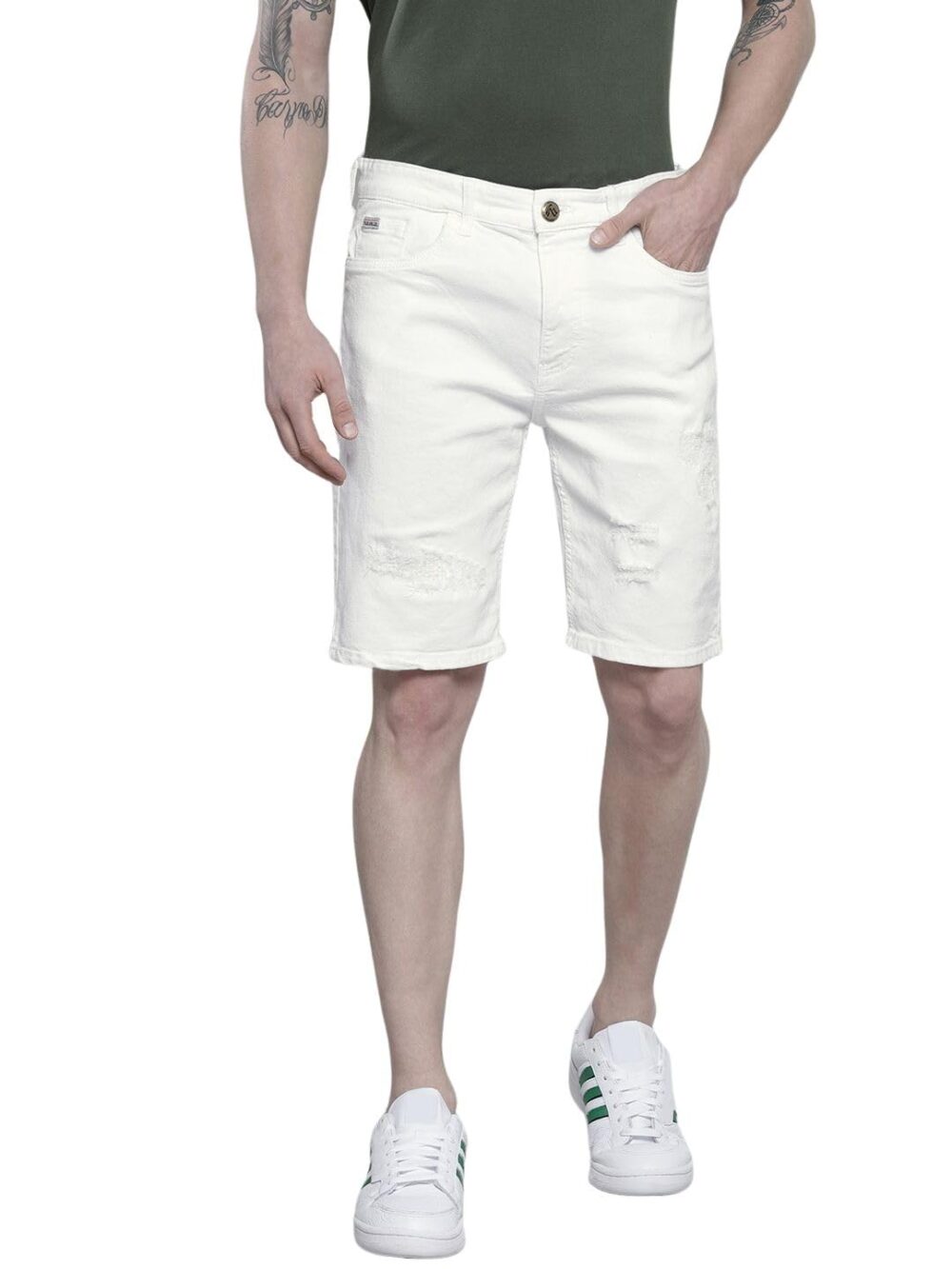 The Indian Garage Co Men Slim Fit Solid Mid-Rise Denim Shorts