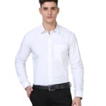 Scott International Shirt for Men, Solid Full Sleeves Shirt, Wrinkle Free Mens Shirts, Cotton Formal Shirts, Regular Fit Stylish Mens Shirt, Plain Formal Shirts for Men White
