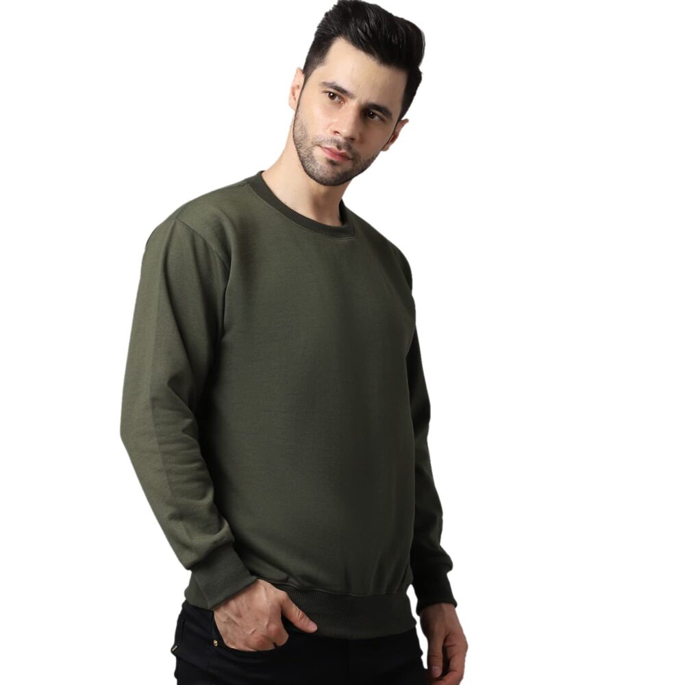 Mack JONNEY Fleece Men Regular Fit Round Neck Sweatshirt(Olive_Xx-Large_Pack of 1) - Image 6