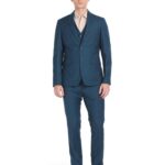 Arrow Men's Polyester Double Breasted Business Suit Pants Set (ARAGSU5585_Teal