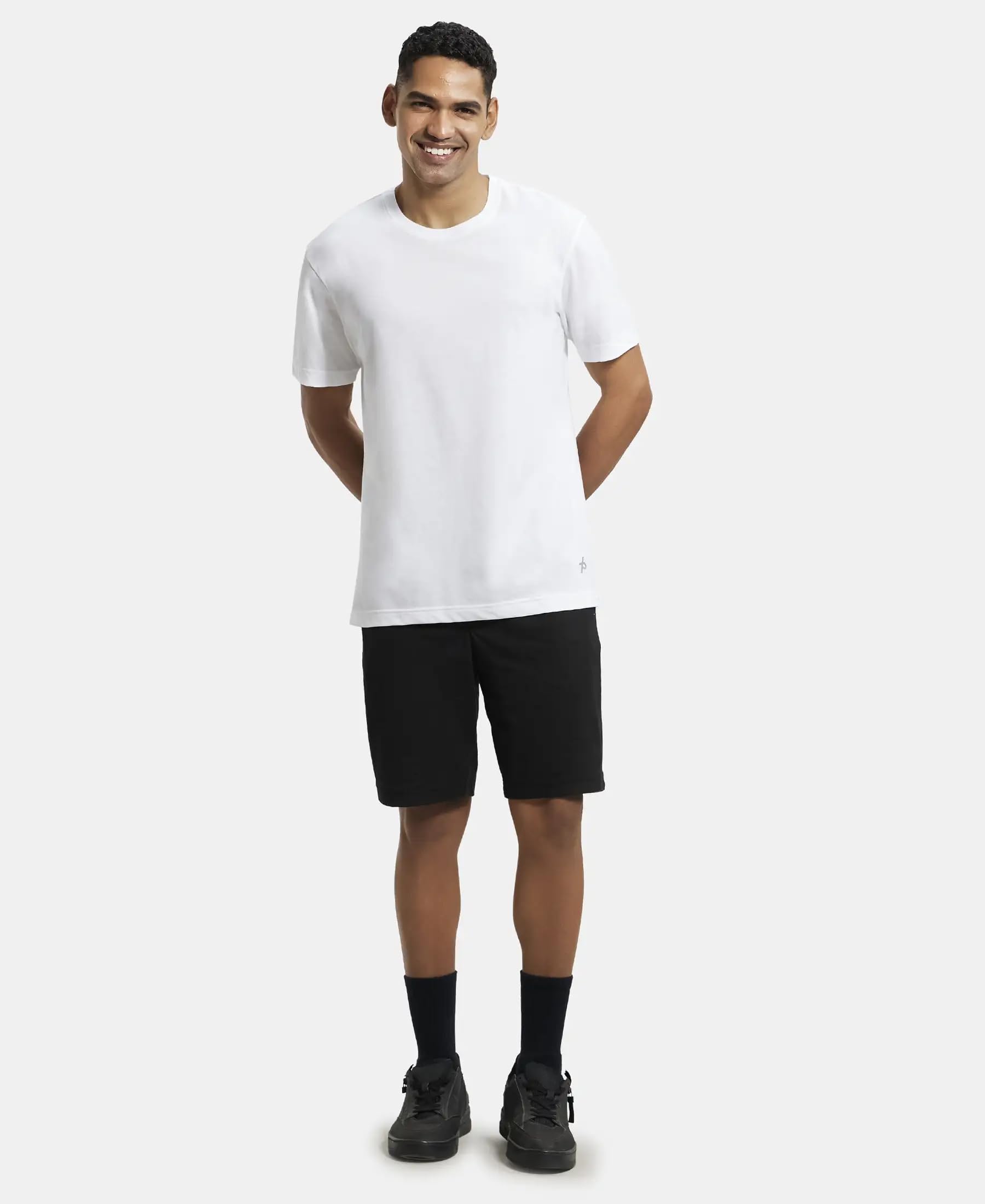Jockey Men's Regular Fit Round Neck Half Sleeved T-Shirt 2714_White_M - Image 4