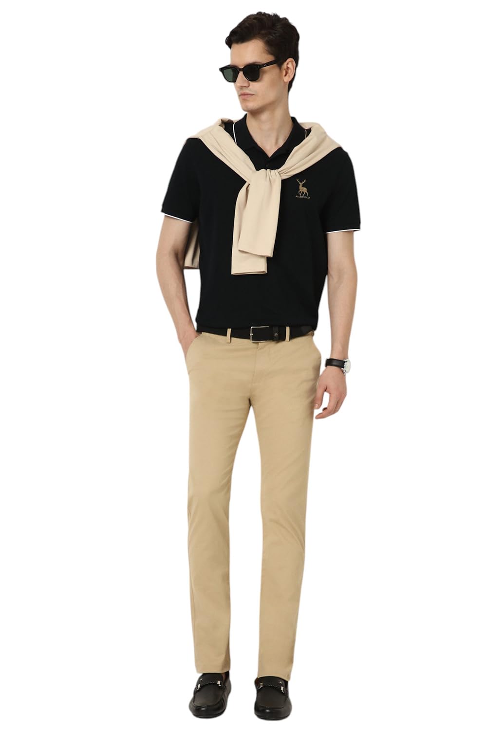Peter England Men's Mid Rise Slim Casual Pants (PCTFSSSBC04837_Beige, 36 - Image 2