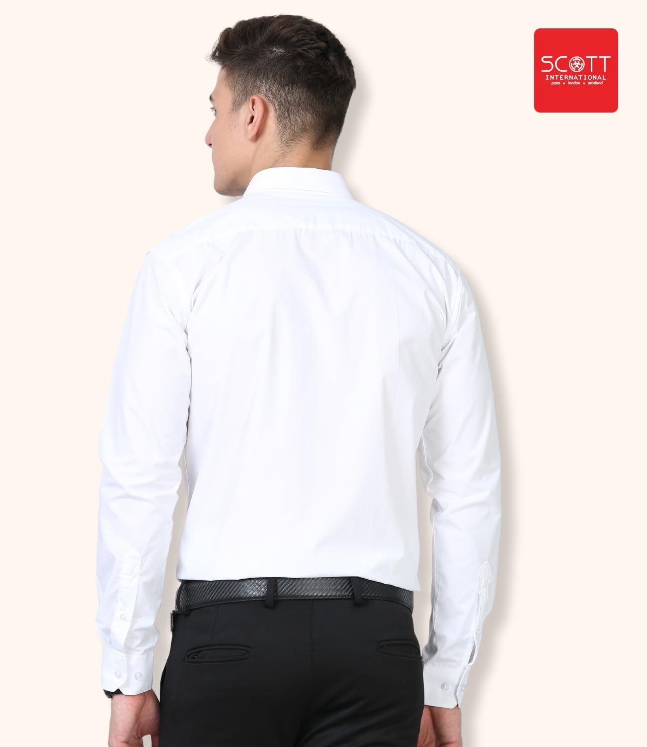Scott International Shirt for Men, Solid Full Sleeves Shirt, Wrinkle Free Mens Shirts, Cotton Formal Shirts, Regular Fit Stylish Mens Shirt, Plain Formal Shirts for Men White - Image 3
