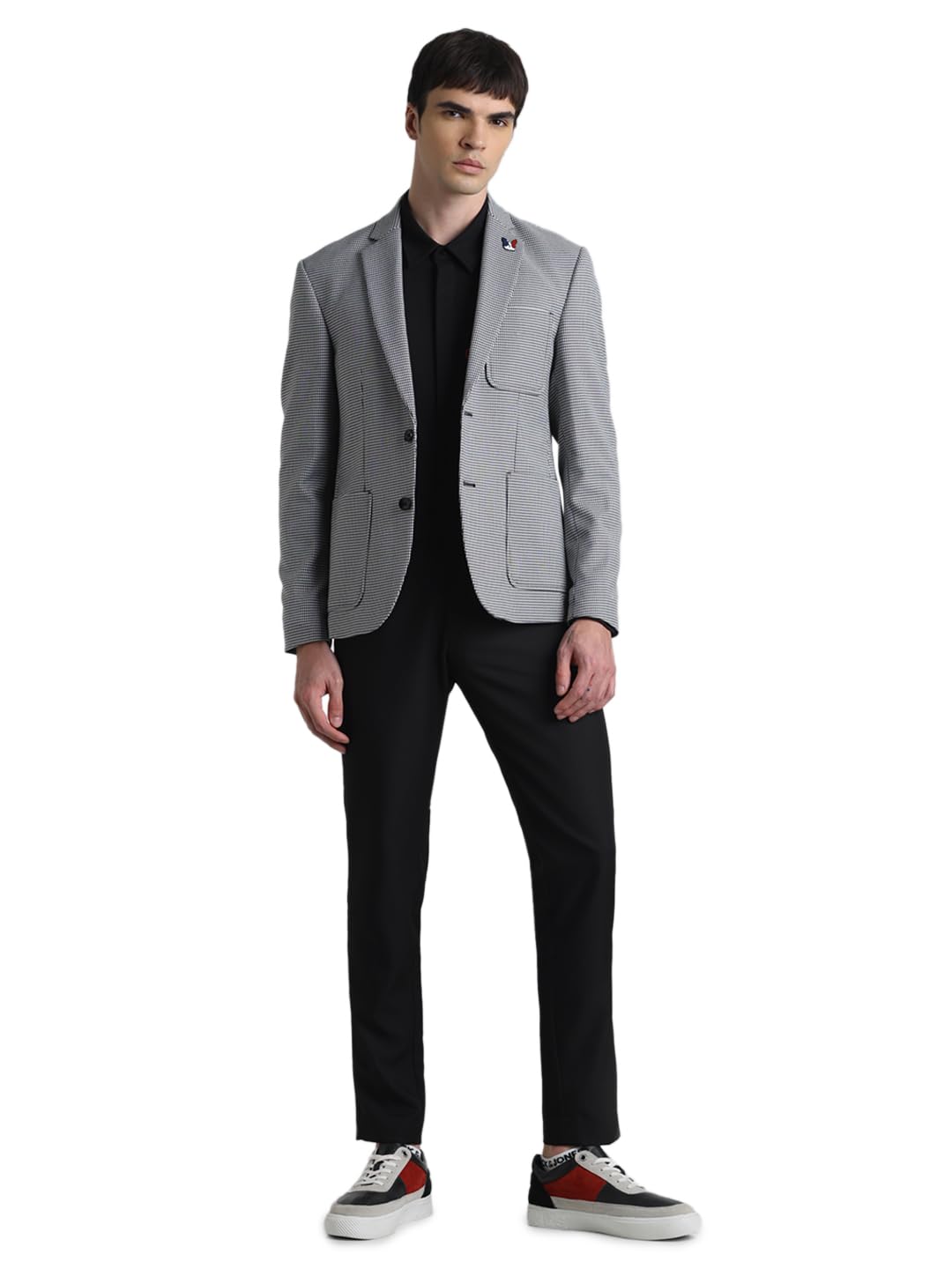 JACK & JONES Men Checks Slim Fit Black Single Breasted Blazer - Image 3