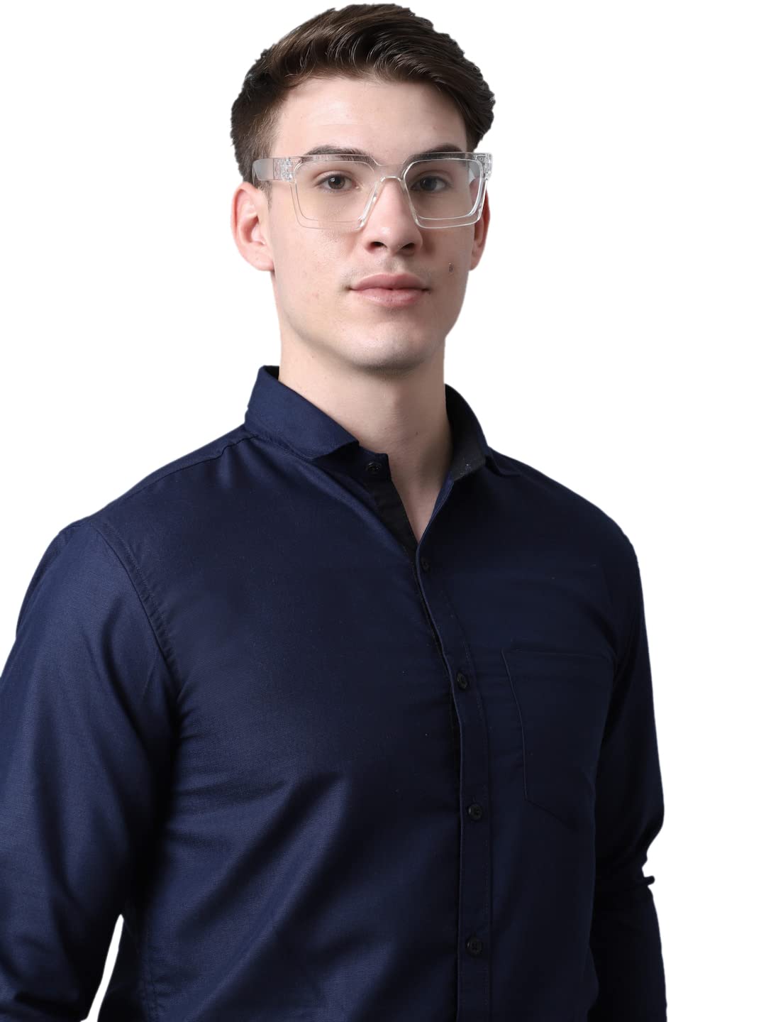 Majestic Man Slim Fit Cotton Blend Formal Shirts for Men (X-Large, Navy Blue) - Image 7