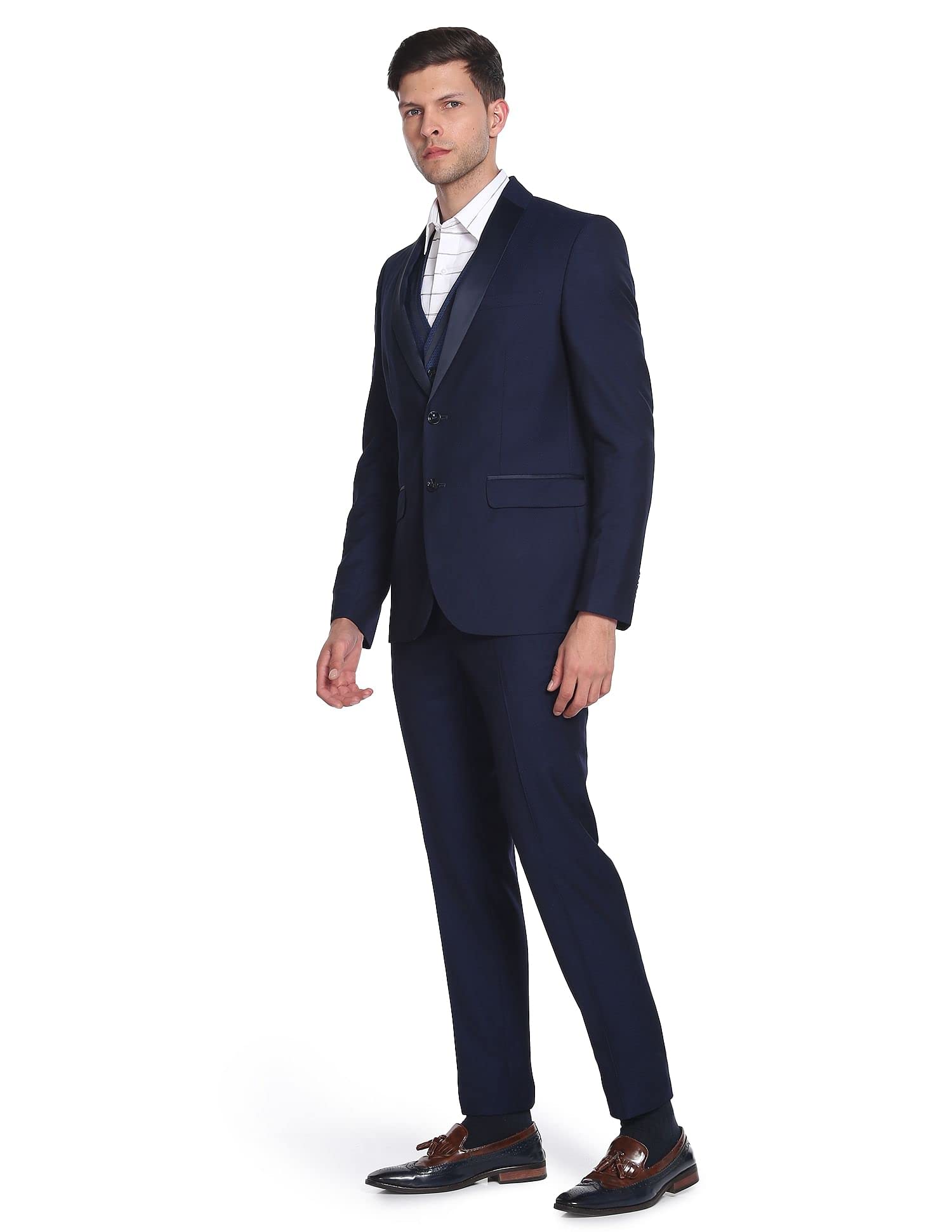 Arrow Men's Polyester Single Breasted Suits (ARAFSU5525_Blue - Image 5