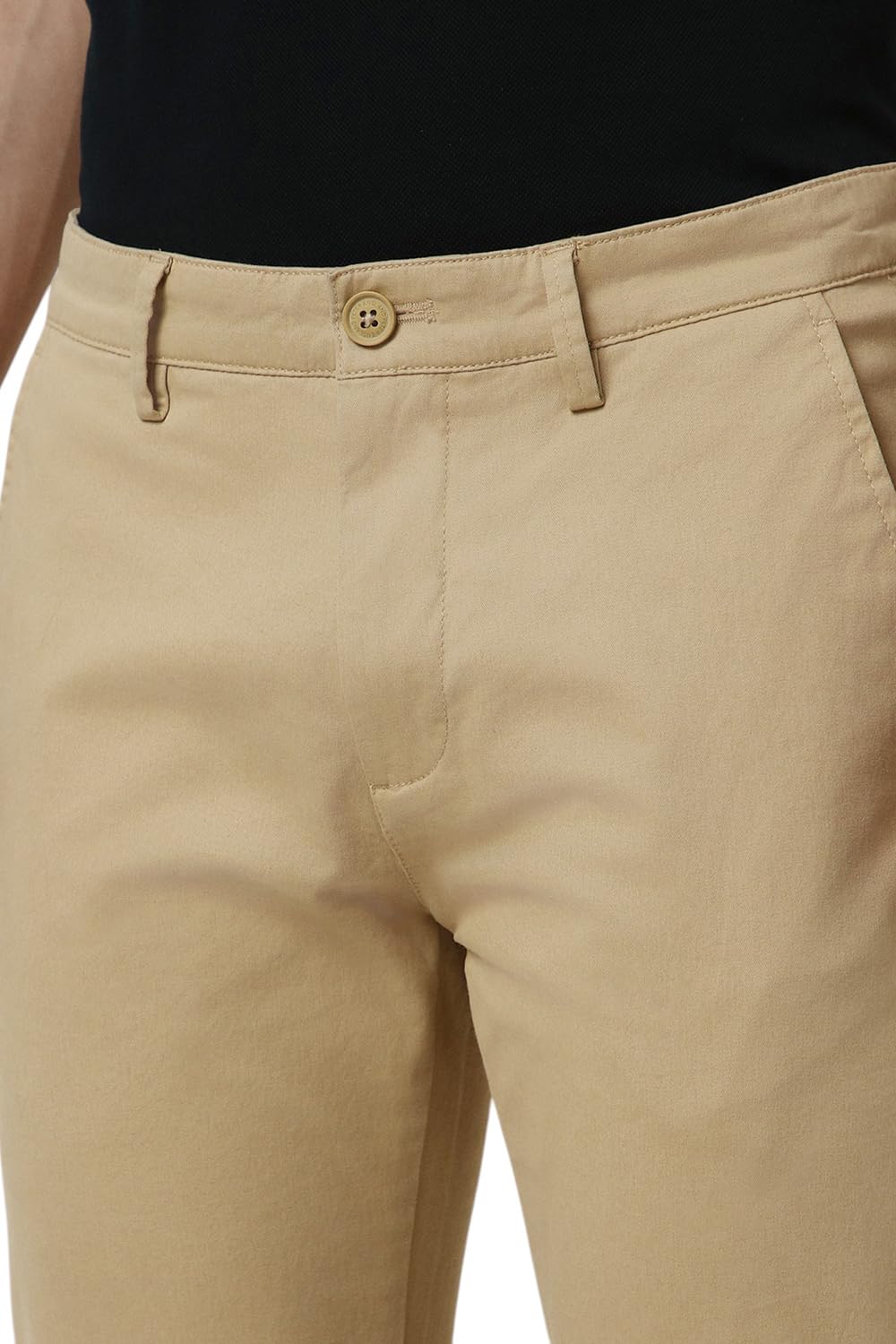 Peter England Men's Mid Rise Slim Casual Pants (PCTFSSSBC04837_Beige, 36 - Image 3