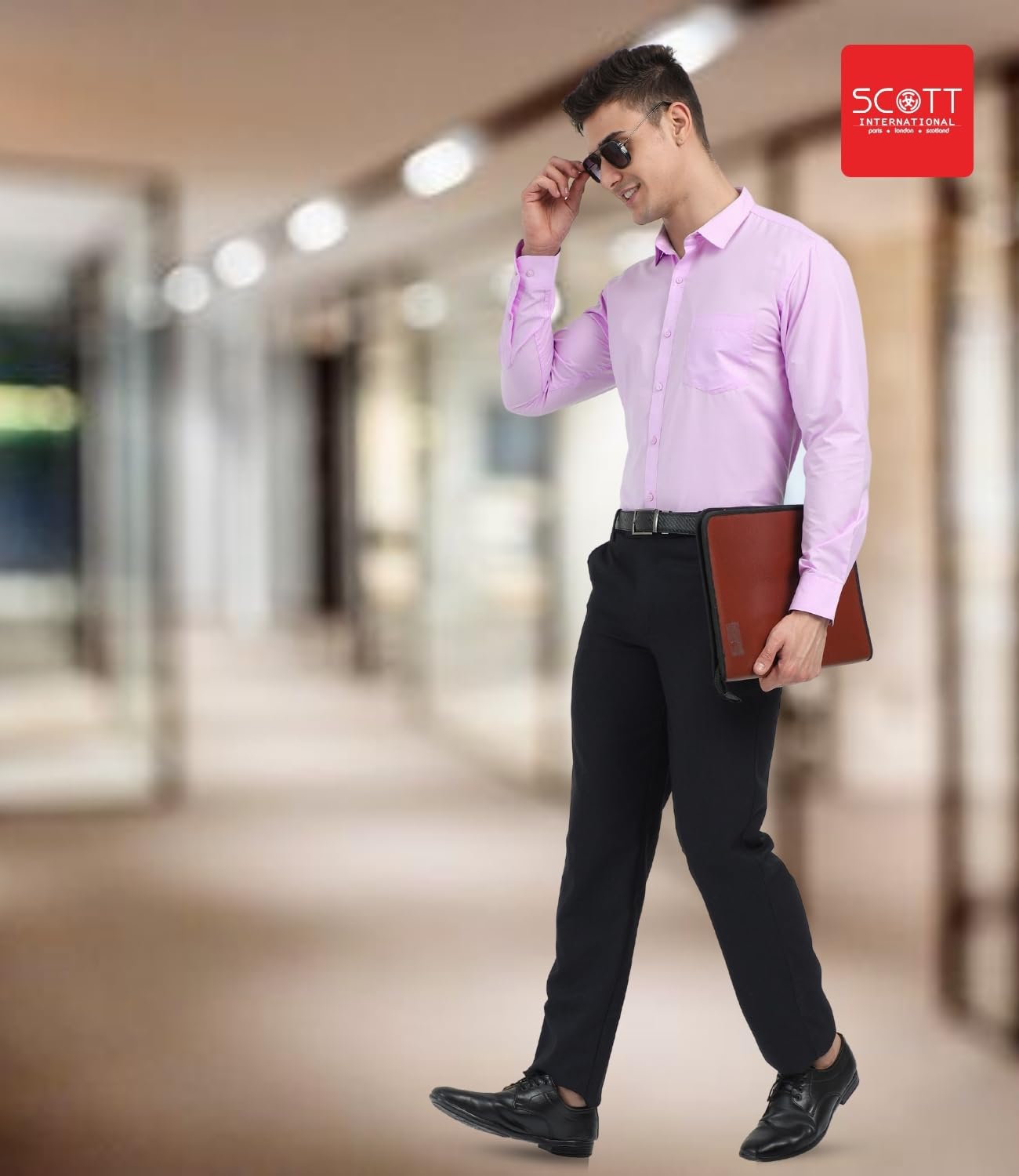 Scott International Shirt for Men, Solid Full Sleeves Shirt, Wrinkle Free Mens Shirts, Cotton Formal Shirts, Regular Fit Stylish Mens Shirt, Plain Formal Shirts for Men Grey - Image 2