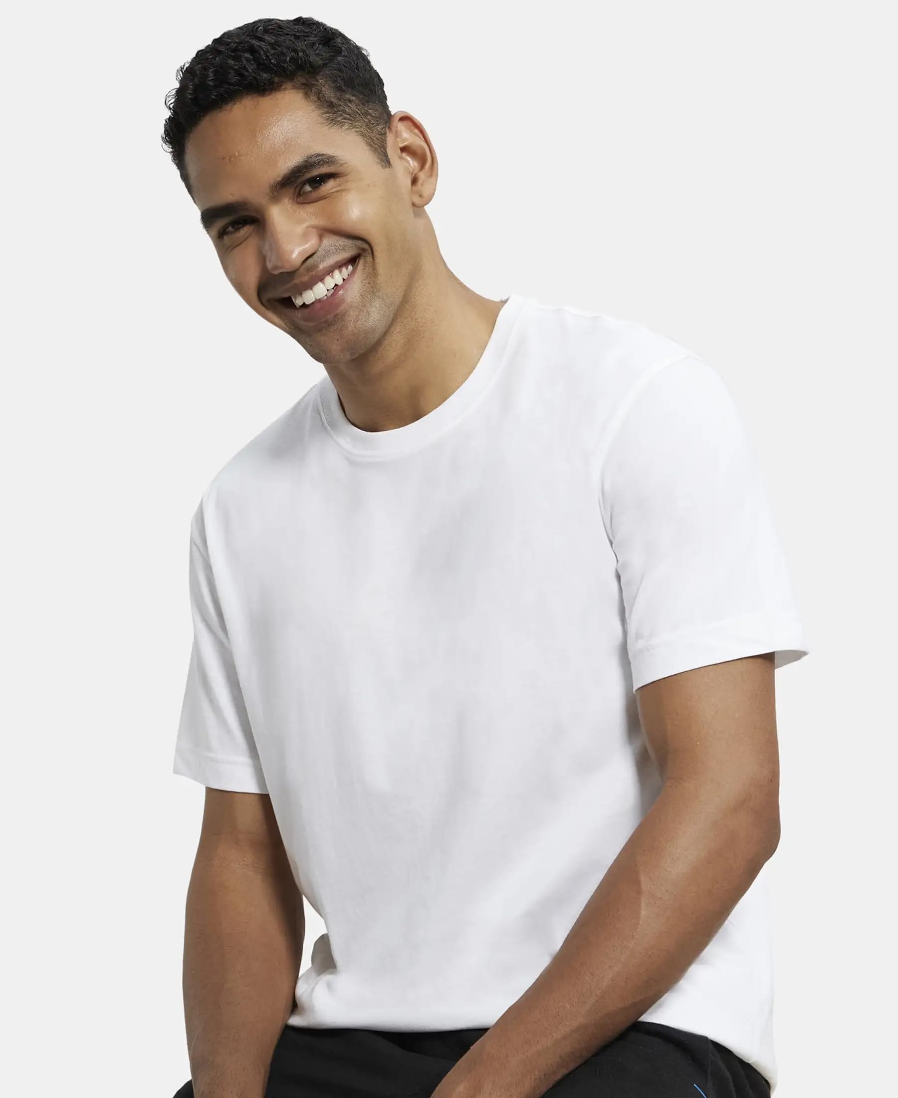 Jockey Men's Regular Fit Round Neck Half Sleeved T-Shirt 2714_White_M - Image 3
