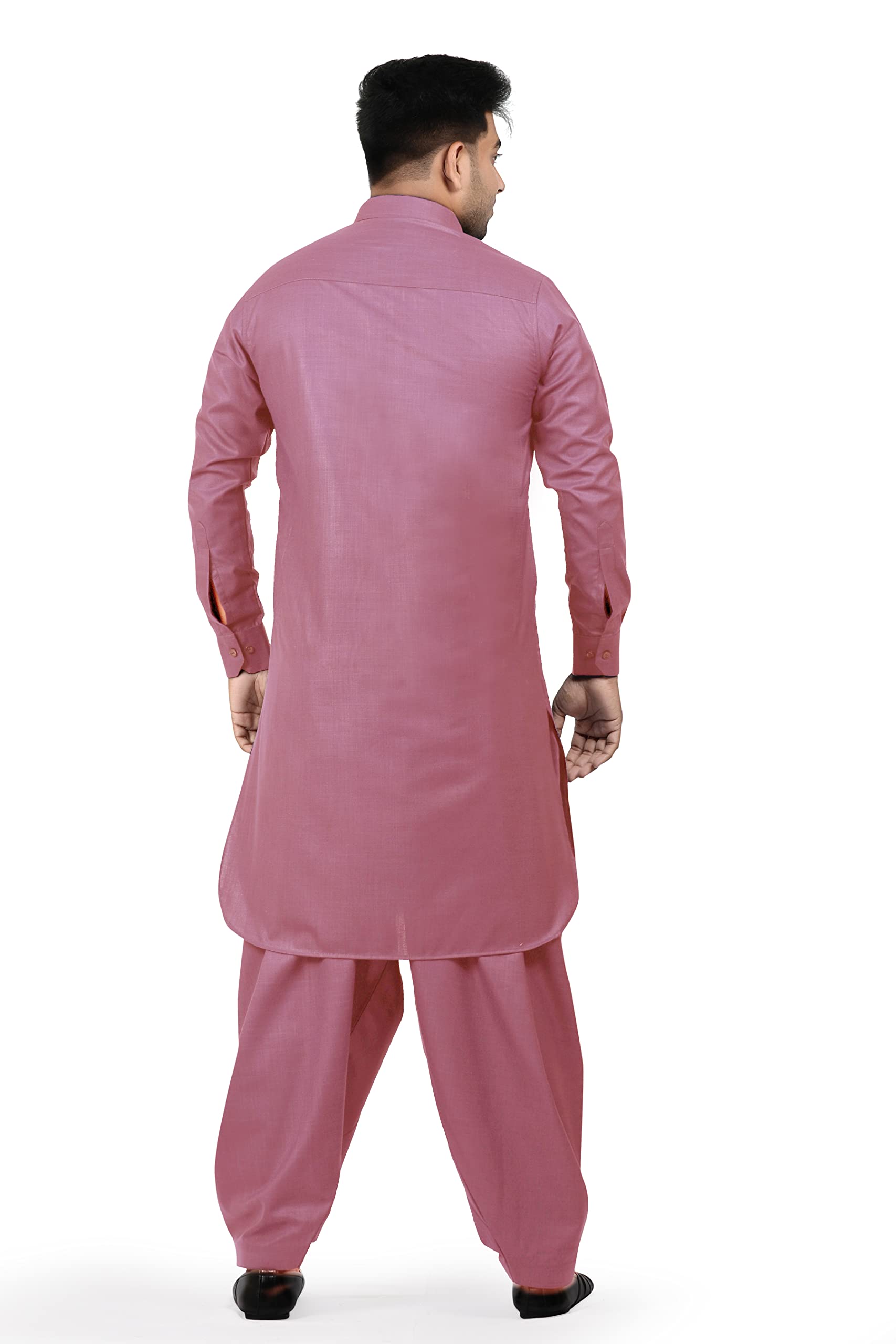 K-ROYALS Simple Afghani Style Men's Pathani Suit/Cotton Blend Kurta pyjama set (XX-Large, Onion Purple) - Image 3