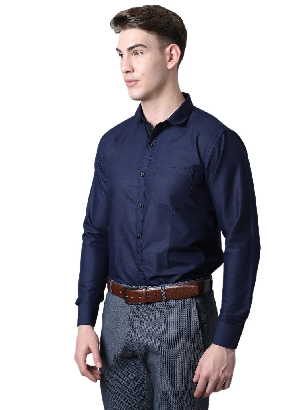 Majestic Man Slim Fit Cotton Blend Formal Shirts for Men (X-Large, Navy Blue) - Image 6