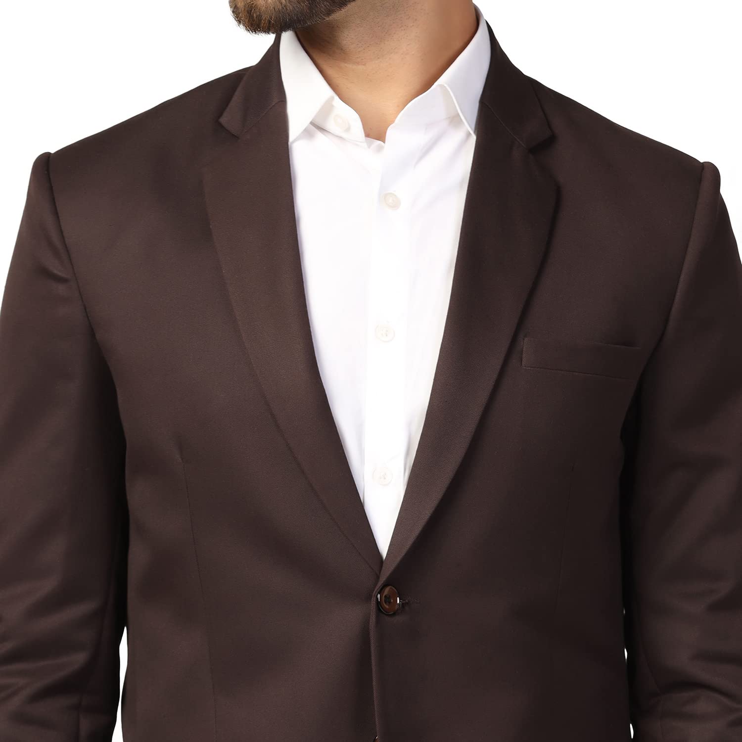 TAHVO Mens Cotton Blend Slim Fit Two Piece Suit Set(Brown, 42) - Image 3