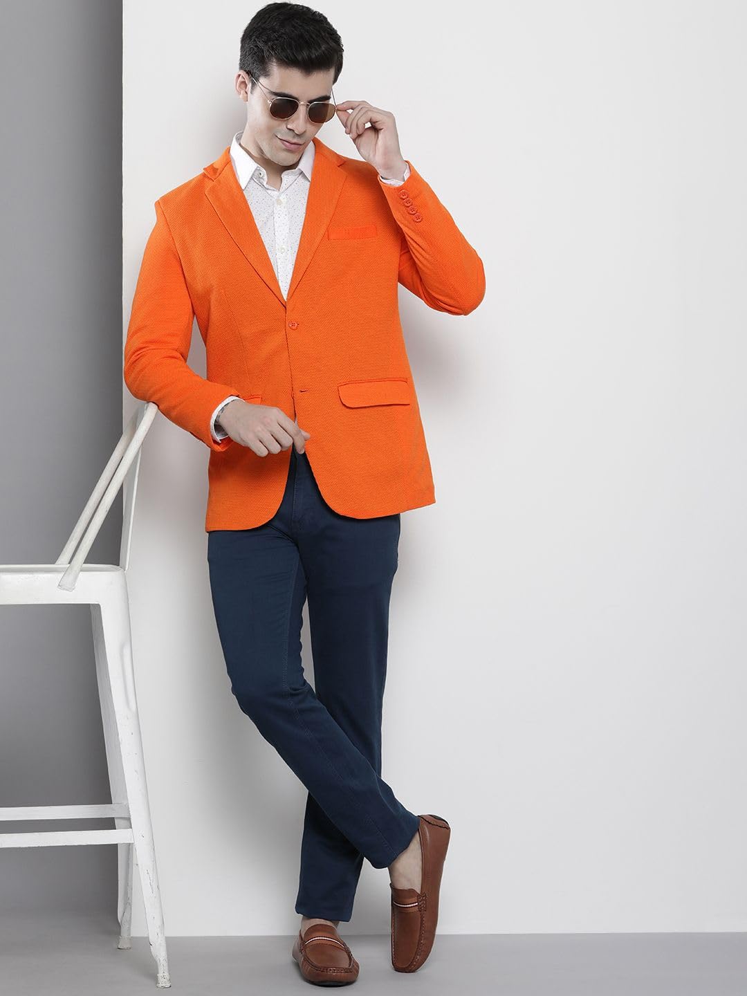The Indian Garage Co Men's Casual Blazers Slim Fit (0222-BLZ29-07_Orange_M) - Image 5
