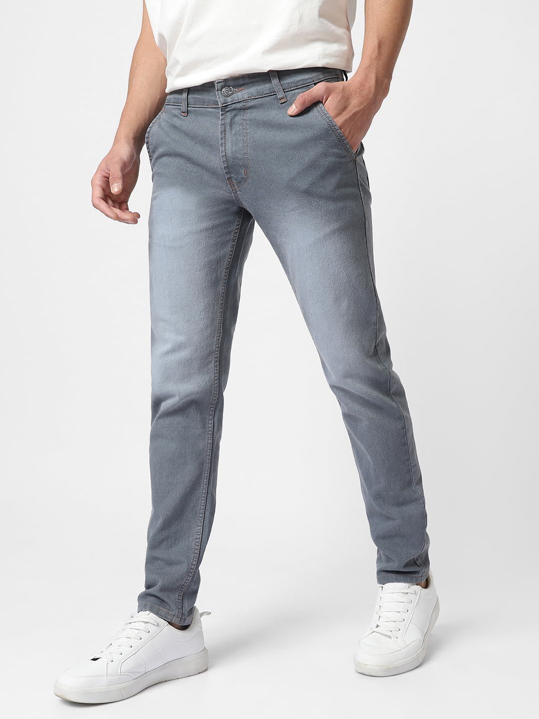 Urbano Fashion Men's Grey Slim Fit Washed Jeans Stretchable (epsrustsprcrs-mgrey-32) - Image 6