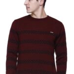 GODFREY Winter Woollen Acrylic Blend Round Neck Sweater for Men Size - 2XL, Wine & Black