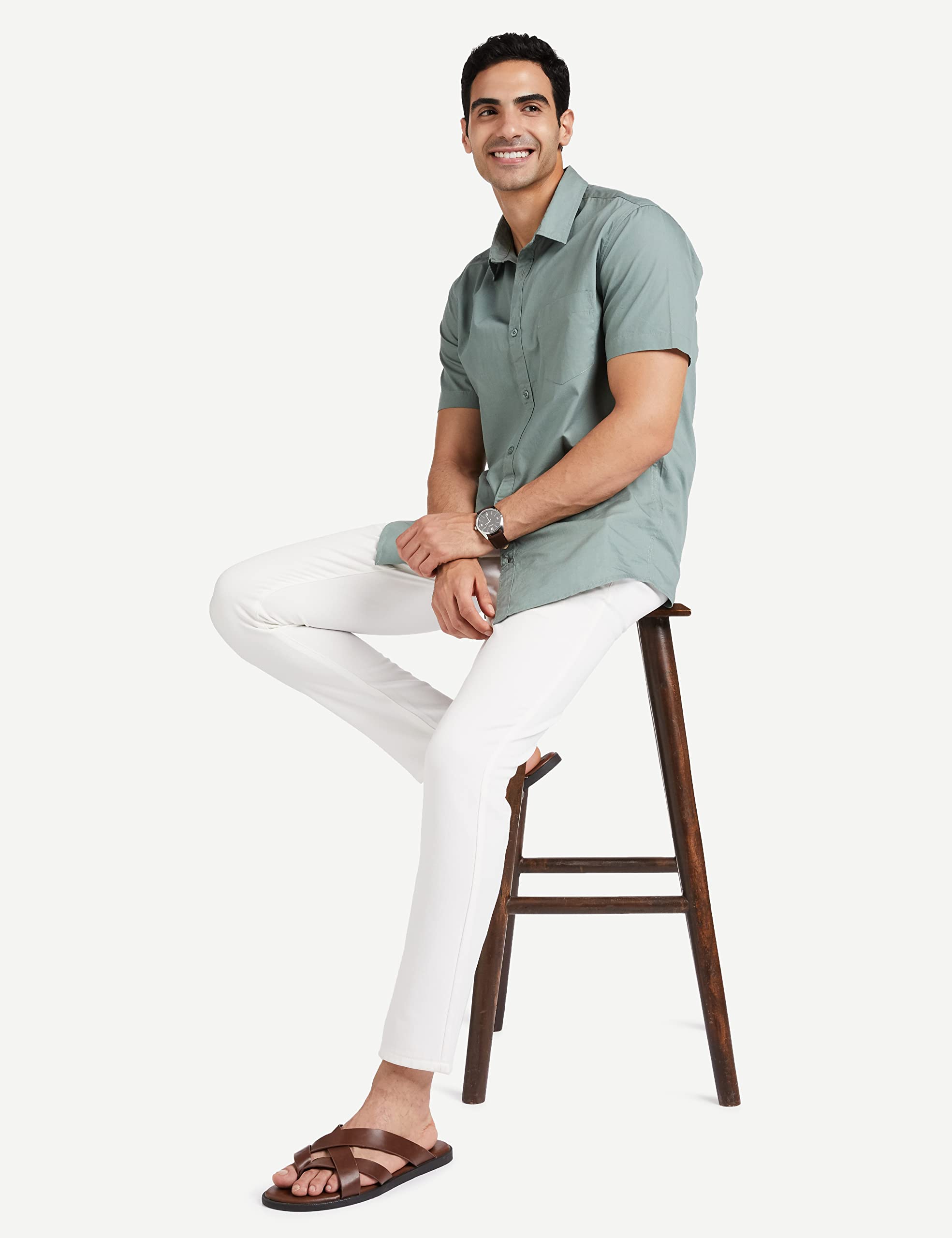 Symbol Men's Solid Regular Fit Casual Shirt (AZ-SY-RR-12A(HS)_Granite Green M) - Image 8